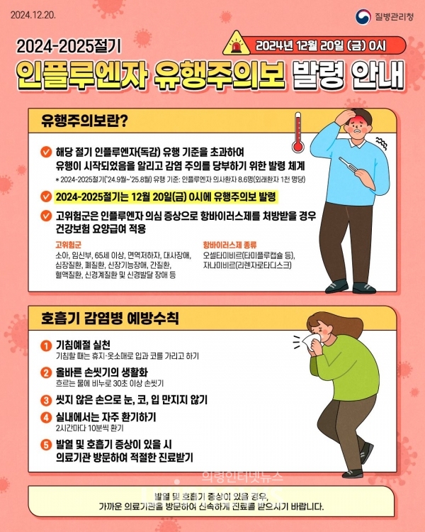 의령군, ‘독감 예방을 위한 예방접종, 개인위생 수칙 준수’ 당부